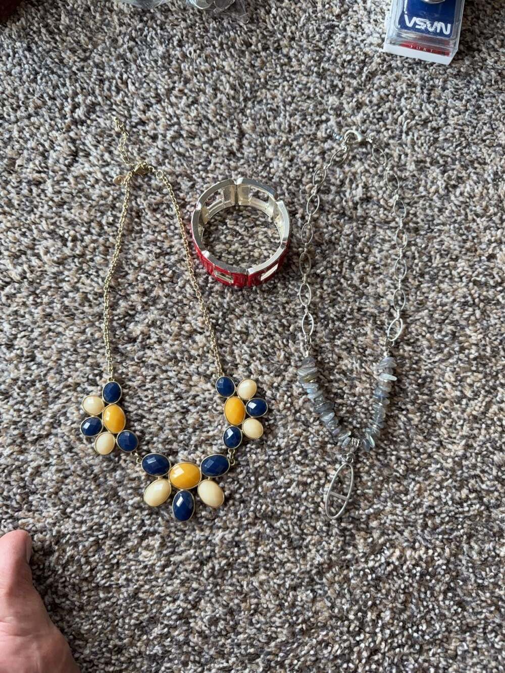 3-Piece Fashion Jewelry Set: Statement Necklace, Beaded Pendant Necklace, and En